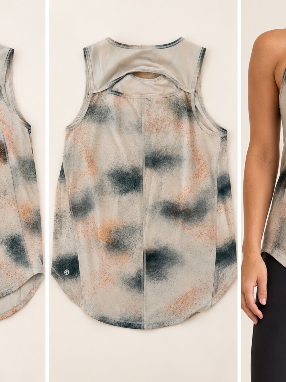 lululemon athletica Tie-Dye Sleeveless Active Tank - Beige, Black & Orange